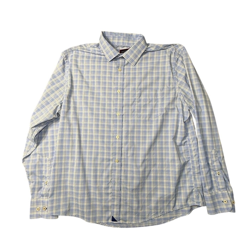 UNTUCKit Mens XL Blue Plaid Performance Button Down Shirt Long Sleeve Stretch